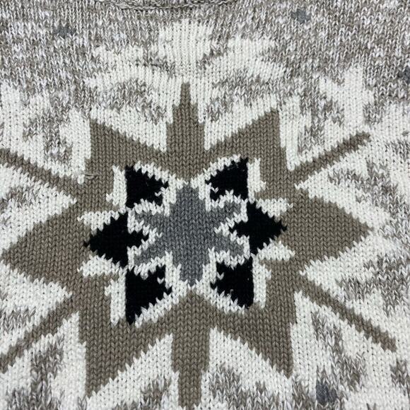 Vintage 90s Russ Sports Beige Pattern Mock Neck Sweater - Picture 2 of 3